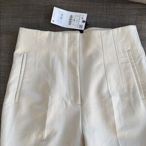 ZARA women’s Cream Dress Trousers with Front Pleats